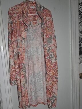 Johnny Was The Jonesy Sleep Robe Pink Floral Print Cotton Sz XXL (NO Belt)